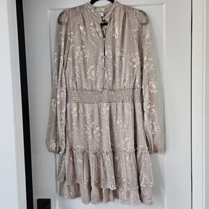 Elegant Floral Long Sleeve Mini Dress